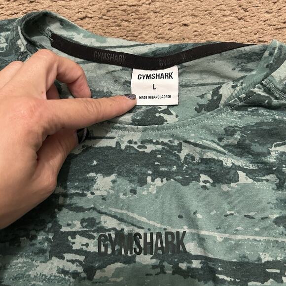 Men’s Green Camo Gymshark Tank Top Sleeveless Size Large Breathable - Picture 6 of 7